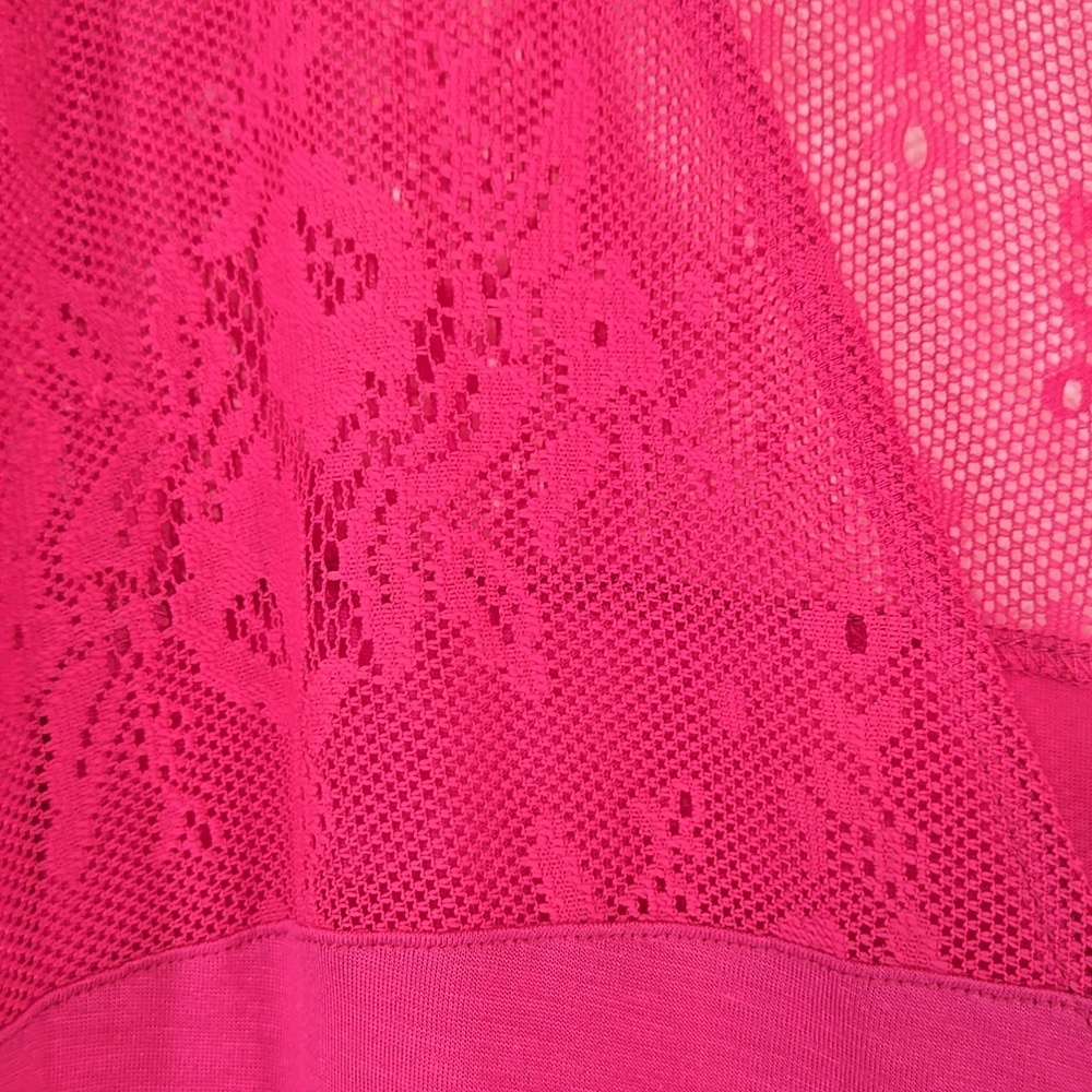 *NEW* Jessica Simpson Veena Lace Top Short Sleeve Bright Pink Feminine Flowy, 2X - Picture 4 of 9